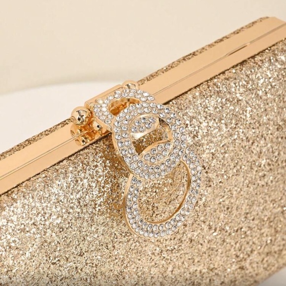 Luxurious gold rhinestone party evening wedding prom clutch box bag